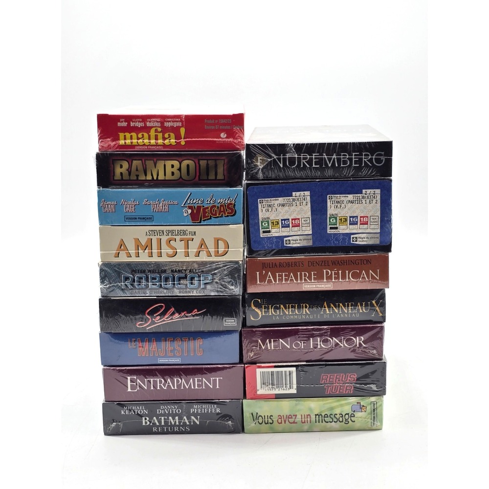 Lot of 15 French Movie VHS Tapes Drama Action Thriller‎ | New Sealed | Français